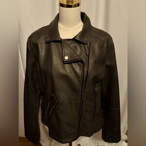 Women's Gray Faux Leather Moto Jacket Size XXL